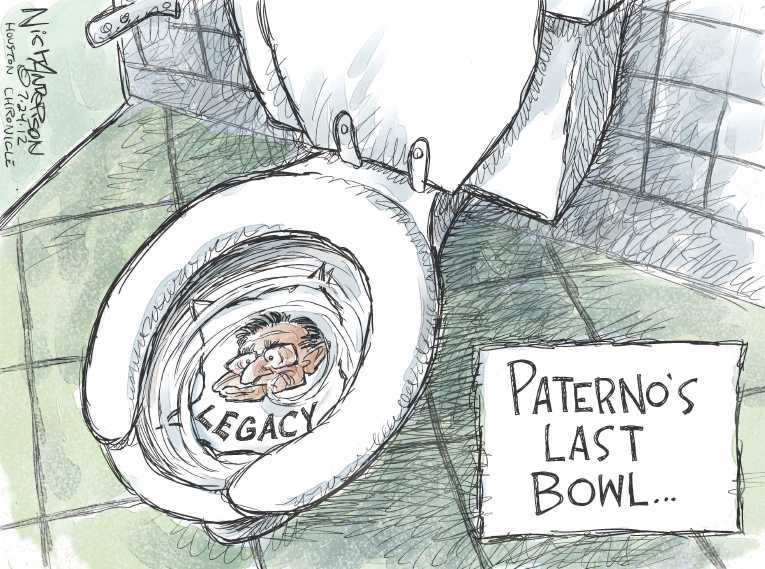 Political/Editorial Cartoon by Nick Anderson, Houston Chronicle on NCAA Punishes Penn State