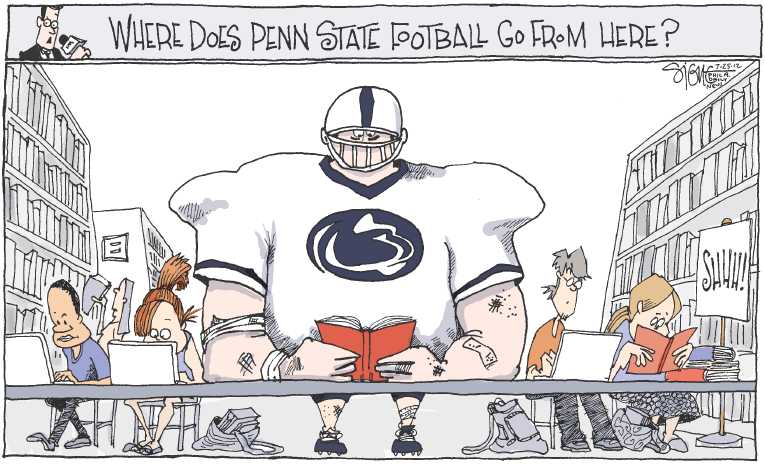Political/Editorial Cartoon by Signe Wilkinson, Philadelphia Daily News on NCAA Punishes Penn State