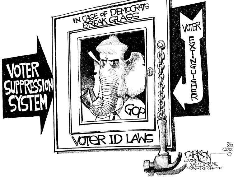Political/Editorial Cartoon by John Darkow, Columbia Daily Tribune, Missouri on GOP Targets Voter Fraud