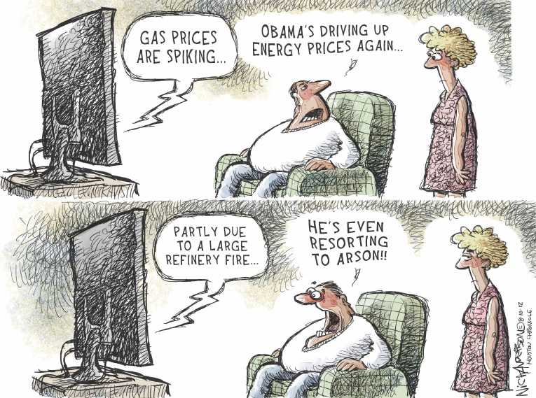 Political/Editorial Cartoon by Nick Anderson, Houston Chronicle on Support for Obama Declining