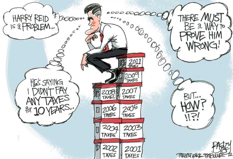 Political/Editorial Cartoon by Pat Bagley, Salt Lake Tribune on Romney Picks Ryan As Running Mate