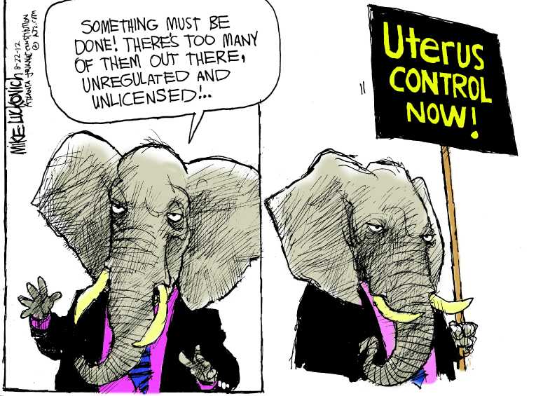 Political/Editorial Cartoon by Mike Luckovich, Atlanta Journal-Constitution on Rape Comments Derail Akin