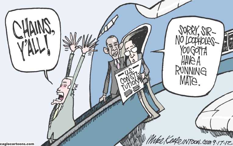 Political/Editorial Cartoon by Mike Keefe, Denver Post on GOP Blasts Obama Campaign