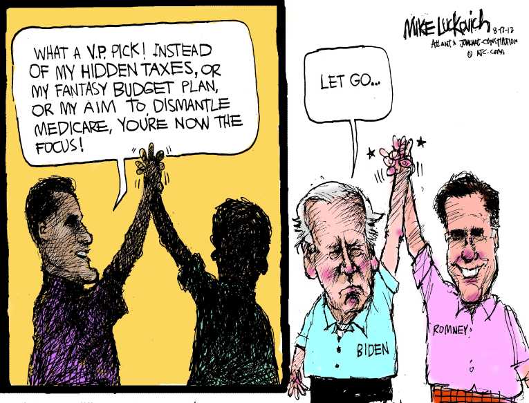 Political/Editorial Cartoon by Mike Luckovich, Atlanta Journal-Constitution on Ryan Choice Having Major Impact
