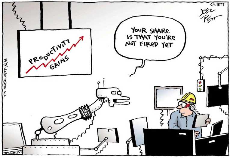Political/Editorial Cartoon by Joel Pett, Lexington Herald-Leader, CWS/CartoonArts Intl. on Economy Showing Progress