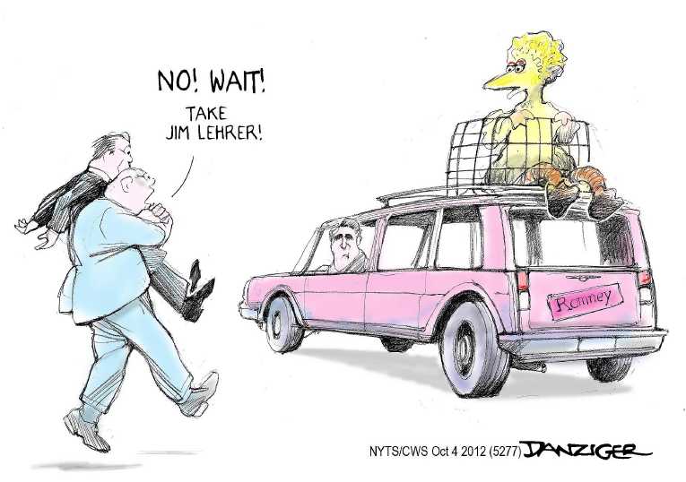 Political/Editorial Cartoon by Jeff Danziger, CWS/CartoonArts Intl. on Big Bird Threatened