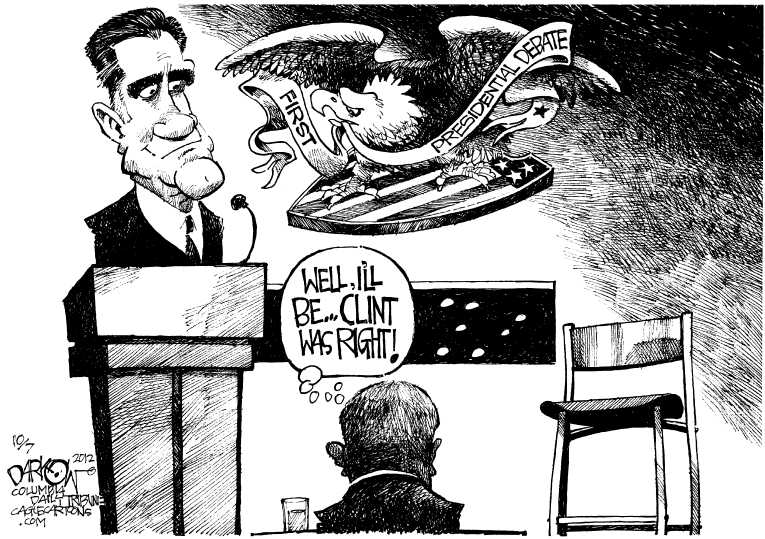 Political/Editorial Cartoon by John Darkow, Columbia Daily Tribune, Missouri on Obama Skips Debate