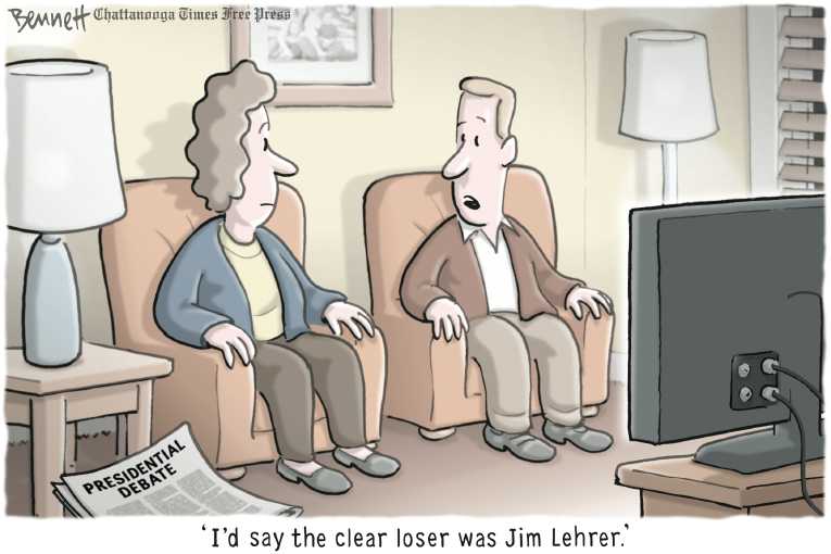 Political/Editorial Cartoon by Clay Bennett, Chattanooga Times Free Press on Obama Skips Debate