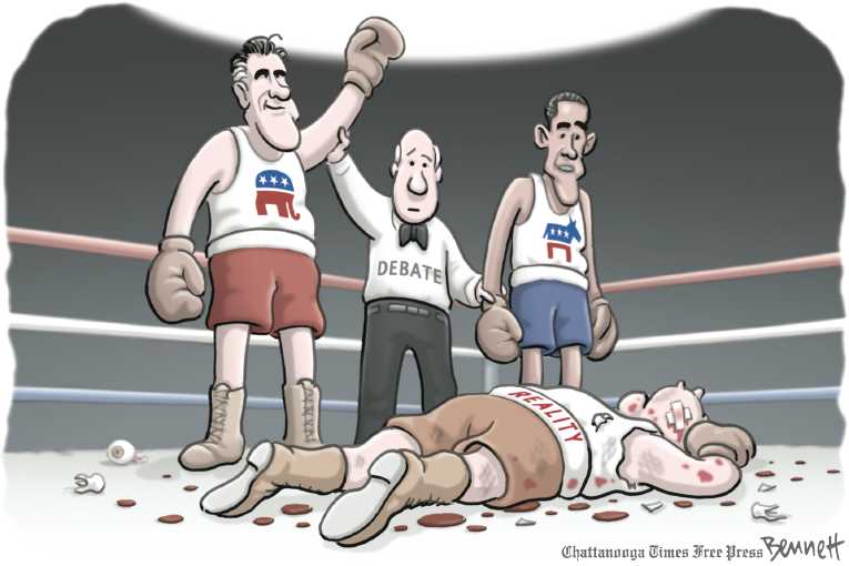 Political/Editorial Cartoon by Clay Bennett, Chattanooga Times Free Press on Romney Surging