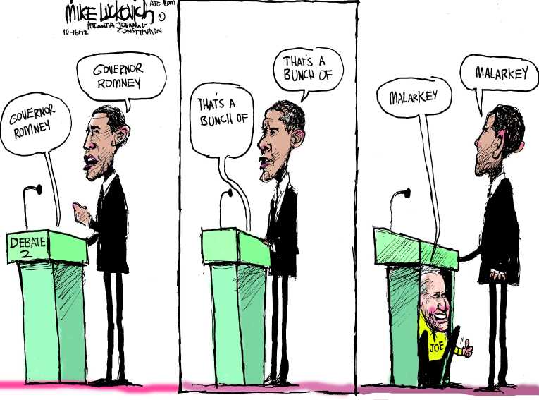 Political/Editorial Cartoon by Mike Luckovich, Atlanta Journal-Constitution on Romney Loses Round 2