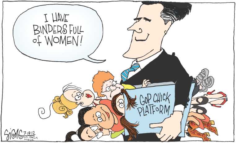 Political/Editorial Cartoon by Signe Wilkinson, Philadelphia Daily News on Romney Loses Round 2
