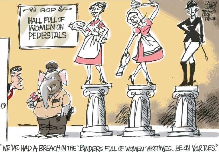 Political/Editorial Cartoon by Pat Bagley, Salt Lake Tribune on Race Is Neck and Neck