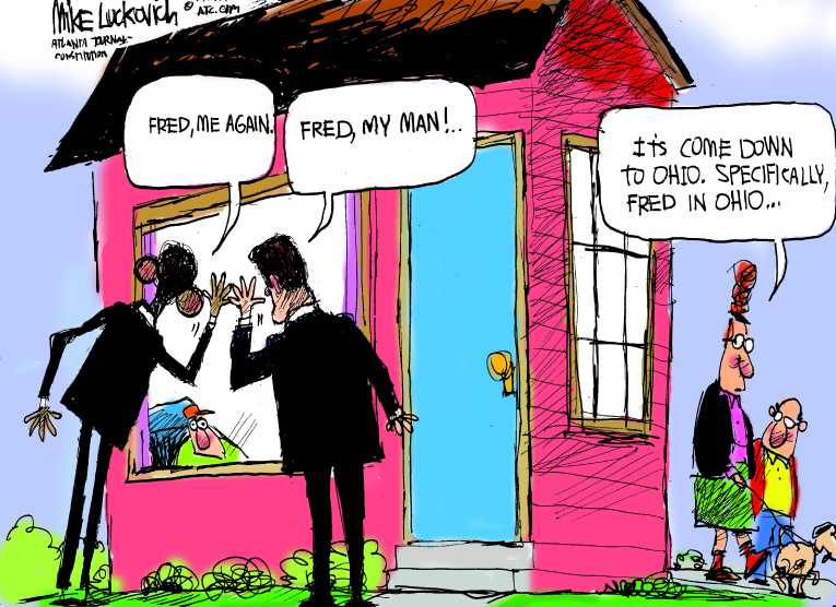 Political/Editorial Cartoon by Mike Luckovich, Atlanta Journal-Constitution on Race Is Neck and Neck