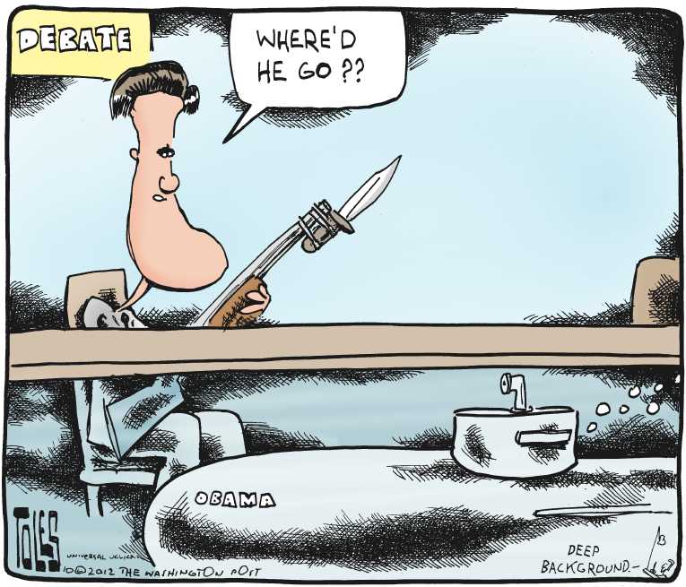 Political/Editorial Cartoon by Tom Toles, Washington Post on Obama Wins Third Debate