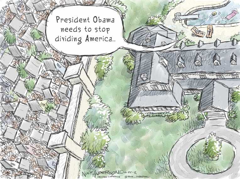 Political/Editorial Cartoon by Nick Anderson, Houston Chronicle on Obama Suspends Campaign