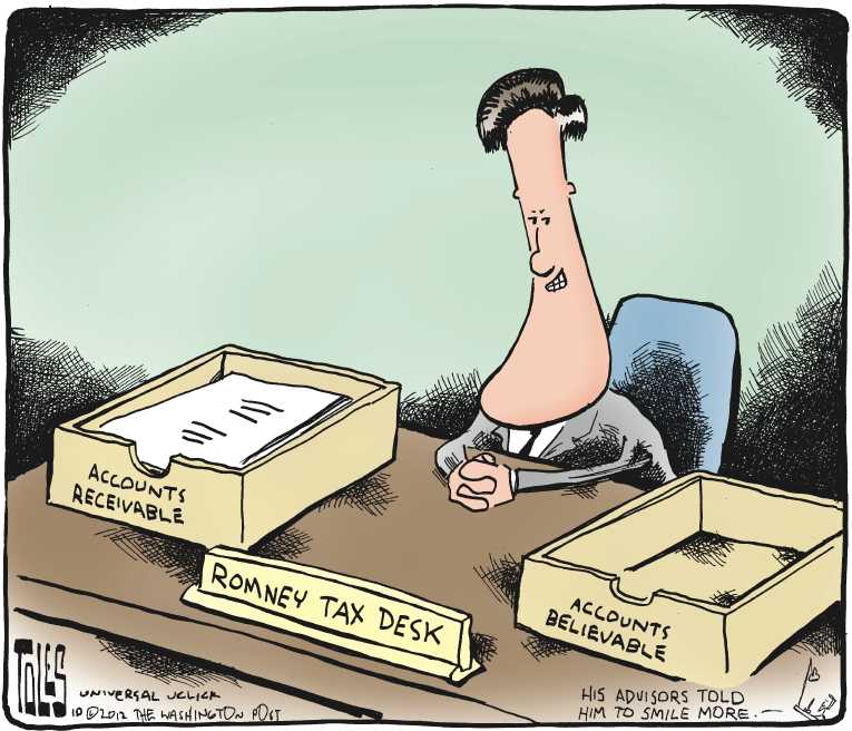 Political/Editorial Cartoon by Tom Toles, Washington Post on Romney Going for Broke