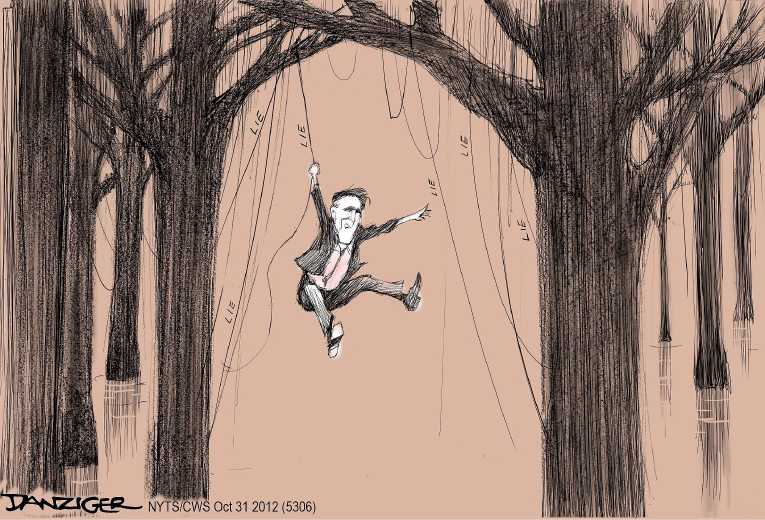 Political/Editorial Cartoon by Jeff Danziger, CWS/CartoonArts Intl. on Romney Going for Broke