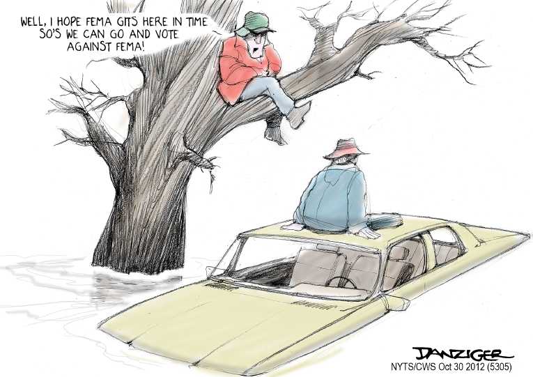 Political/Editorial Cartoon by Jeff Danziger, CWS/CartoonArts Intl. on Sandy Decimates Northeast