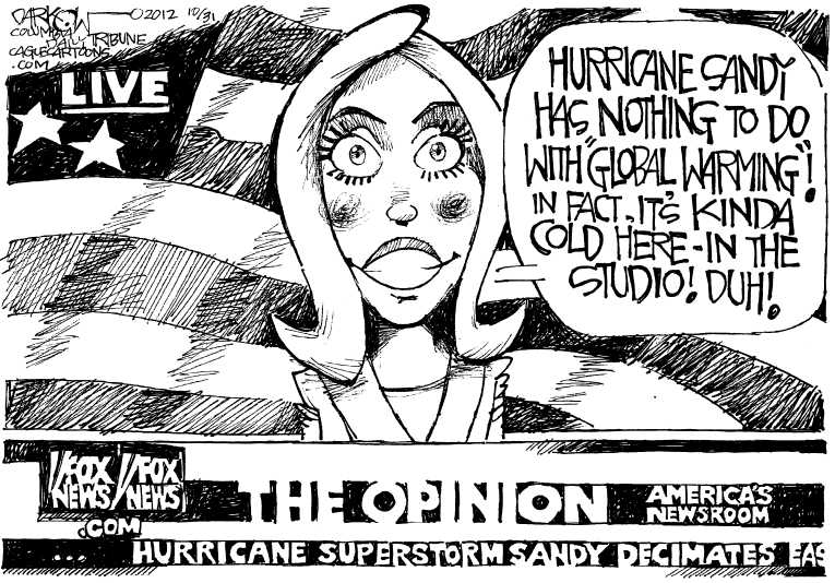 Political/Editorial Cartoon by John Darkow, Columbia Daily Tribune, Missouri on Sandy Decimates Northeast