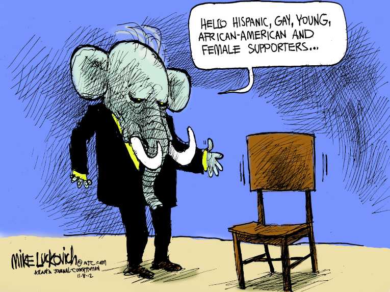 Political/Editorial Cartoon by Mike Luckovich, Atlanta Journal-Constitution on Obama Defeats Romney