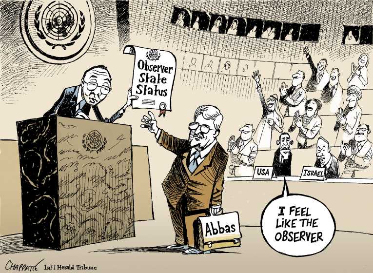 Political/Editorial Cartoon by Patrick Chappatte, International Herald Tribune on Palestine Recognized