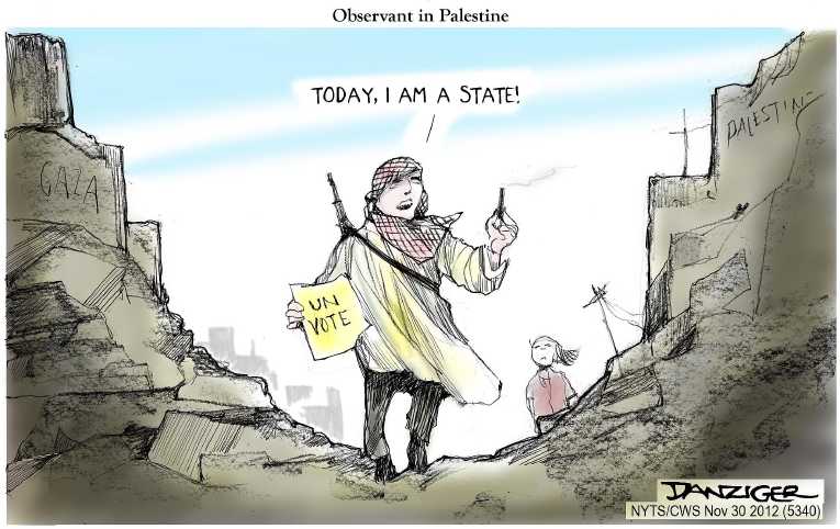Political/Editorial Cartoon by Jeff Danziger, CWS/CartoonArts Intl. on Palestine Recognized