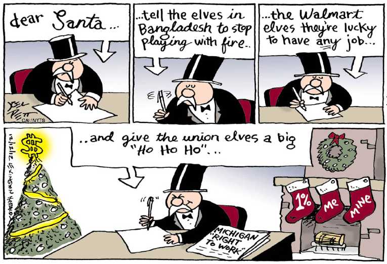 Political/Editorial Cartoon by Joel Pett, Lexington Herald-Leader, CWS/CartoonArts Intl. on America Gears Up for Christmas