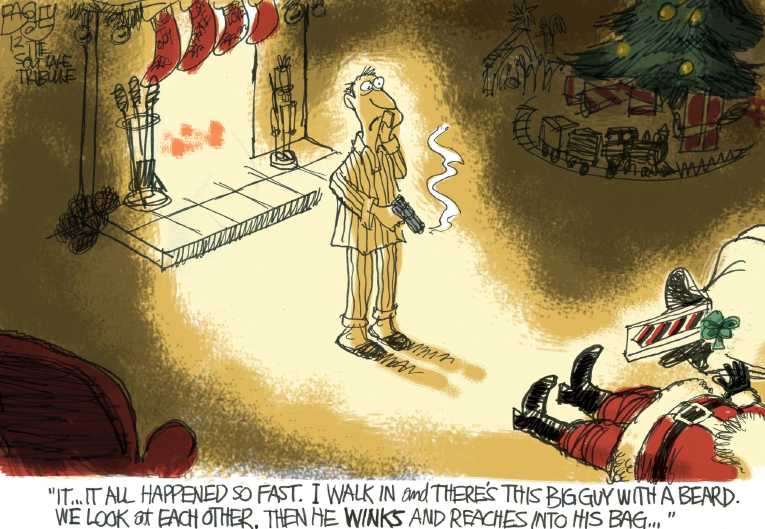 Political/Editorial Cartoon by Pat Bagley, Salt Lake Tribune on America Gears Up for Christmas