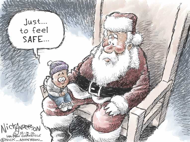 Political/Editorial Cartoon by Nick Anderson, Houston Chronicle on Christmas Spirit Sweeps America