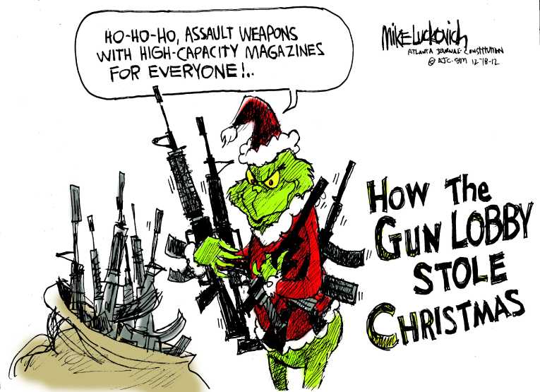 Political/Editorial Cartoon by Mike Luckovich, Atlanta Journal-Constitution on Christmas Spirit Sweeps America
