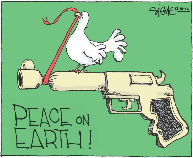 Political/Editorial Cartoon by Signe Wilkinson, Philadelphia Daily News on Christmas Spirit Sweeps America