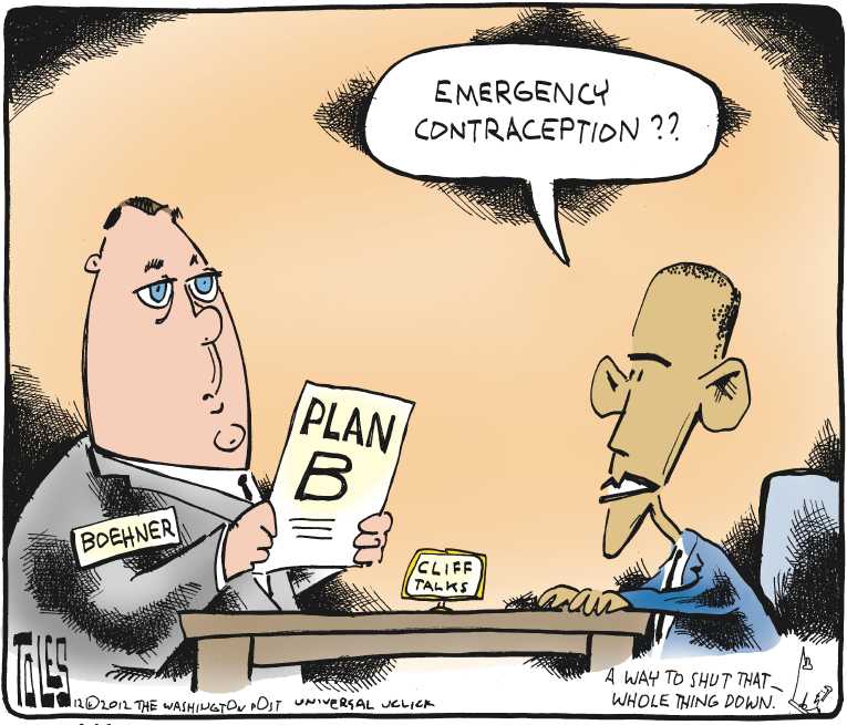 Political/Editorial Cartoon by Tom Toles, Washington Post on Budget Talks at Impasse