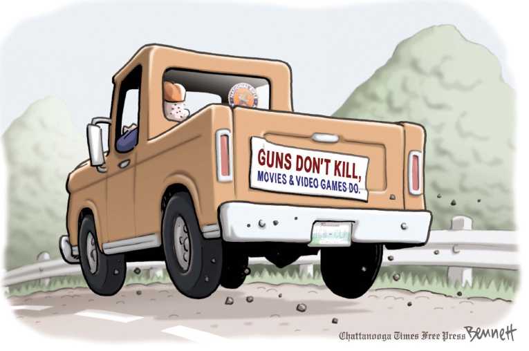 Political/Editorial Cartoon by Clay Bennett, Chattanooga Times Free Press on 27 Dead in School Massacre