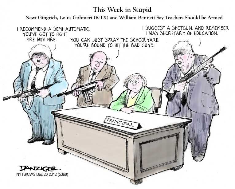 Political/Editorial Cartoon by Jeff Danziger, CWS/CartoonArts Intl. on 27 Dead in School Massacre