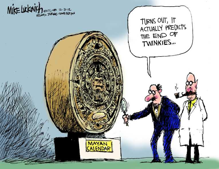 Political/Editorial Cartoon by Mike Luckovich, Atlanta Journal-Constitution on Mayan Mystery Solved