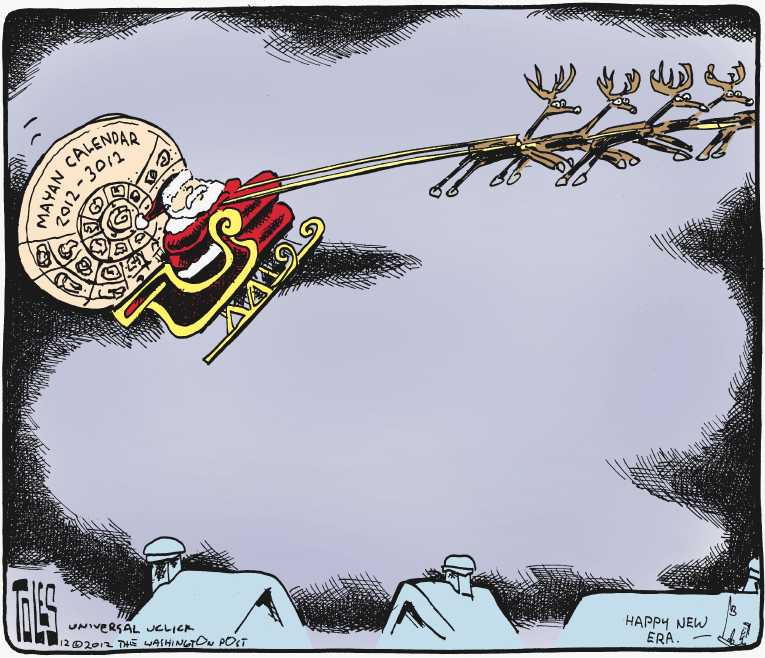 Political/Editorial Cartoon by Tom Toles, Washington Post on Mayan Mystery Solved