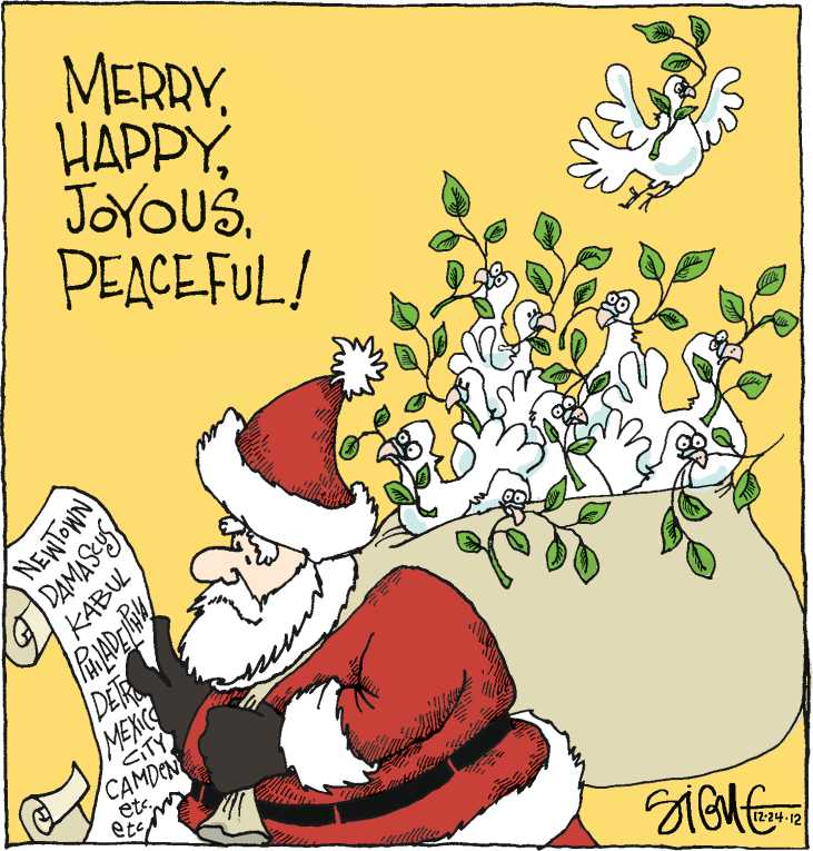 Political/Editorial Cartoon by Signe Wilkinson, Philadelphia Daily News on America Celebrates Christmas