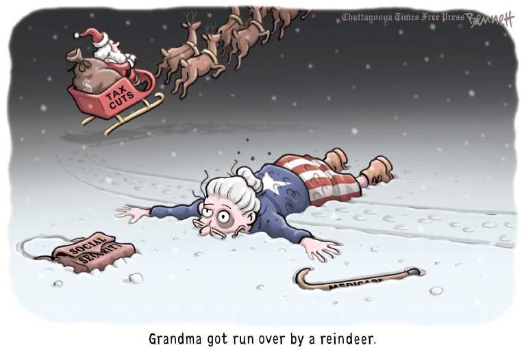 Political/Editorial Cartoon by Clay Bennett, Chattanooga Times Free Press on America Celebrates Christmas