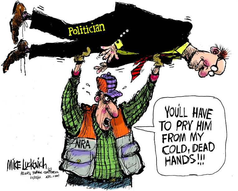 Political/Editorial Cartoon by Mike Luckovich, Atlanta Journal-Constitution on NRA Responds to Massacre