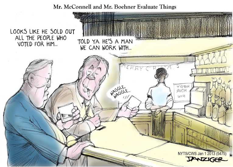 Political/Editorial Cartoon by Jeff Danziger, CWS/CartoonArts Intl. on Final Hour Deal Reached