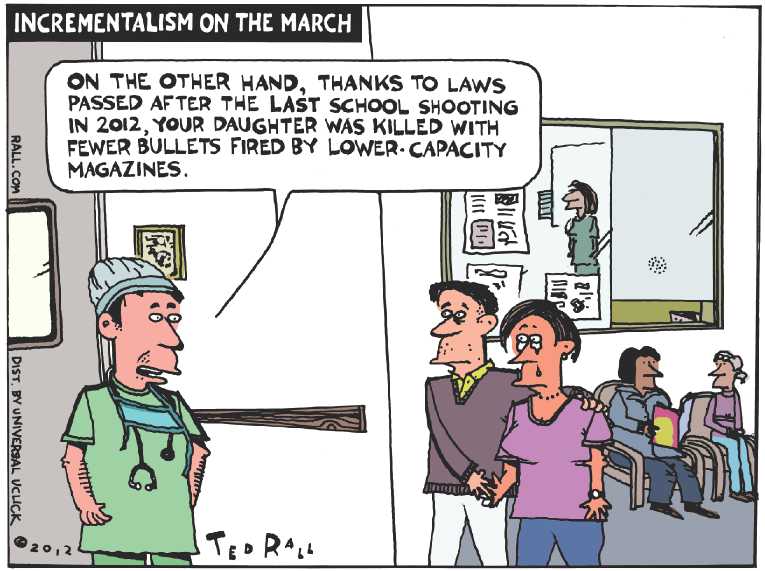 Political/Editorial Cartoon by Ted Rall on New Gun Regulation Possible
