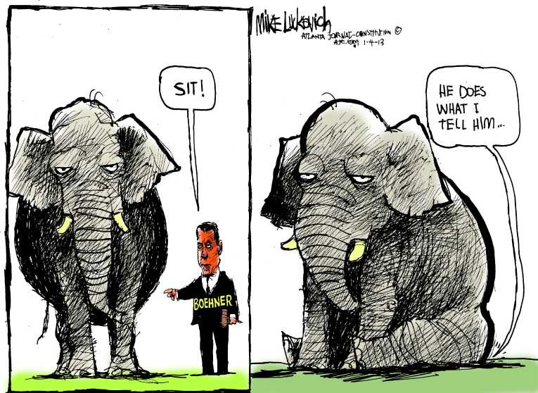 Political/Editorial Cartoon by Mike Luckovich, Atlanta Journal-Constitution on Debt Ceiling Battle Looming