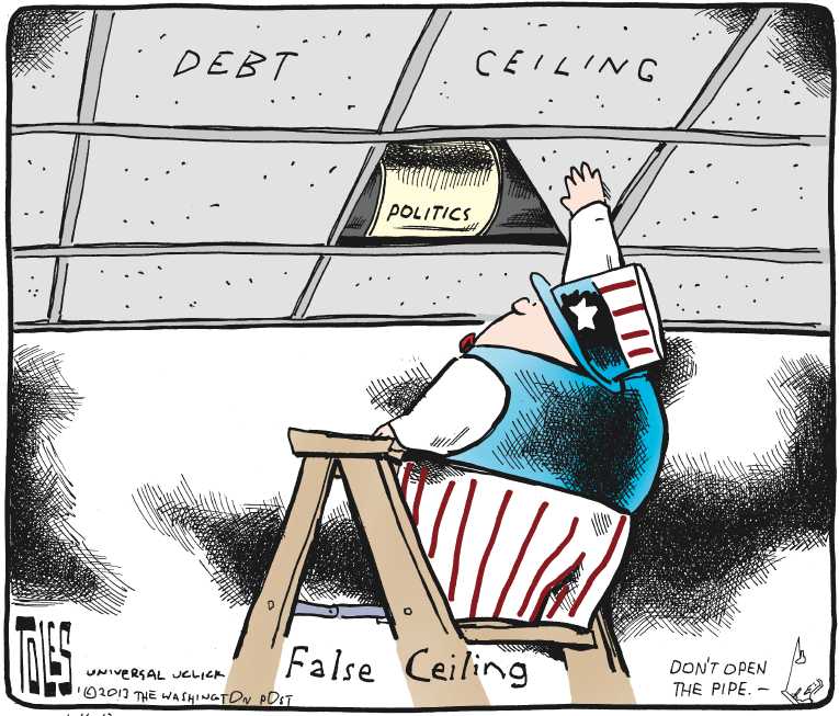 Political/Editorial Cartoon by Tom Toles, Washington Post on Financial Crisis Looming