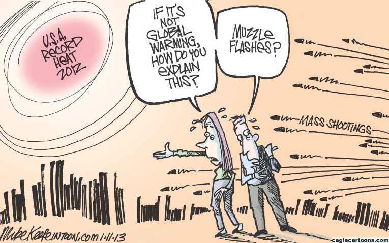 Political/Editorial Cartoon by Mike Keefe, Denver Post on 2012 Hottest Year on Record