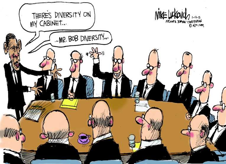 Political/Editorial Cartoon by Mike Luckovich, Atlanta Journal-Constitution on Obama Settles into Second Term