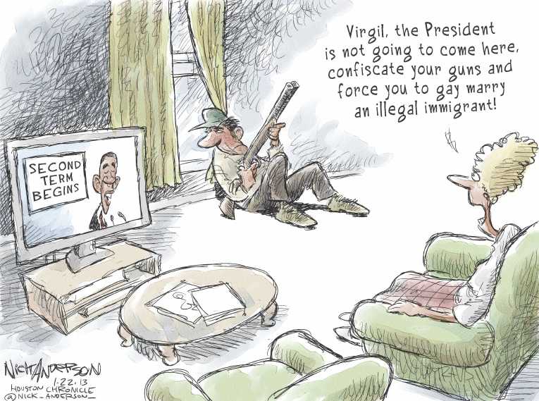 Political/Editorial Cartoon by Nick Anderson, Houston Chronicle on New Gun Regulation Considered