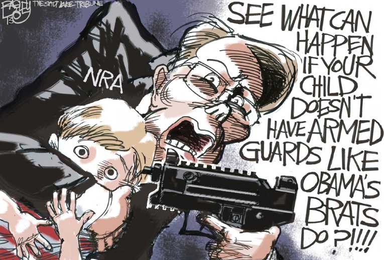 Political/Editorial Cartoon by Pat Bagley, Salt Lake Tribune on New Gun Regulation Considered