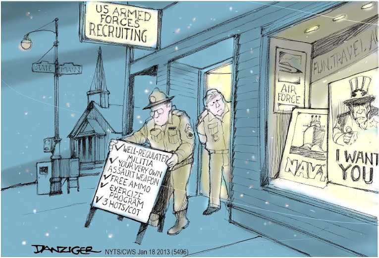 Political/Editorial Cartoon by Jeff Danziger, CWS/CartoonArts Intl. on New Gun Regulation Considered