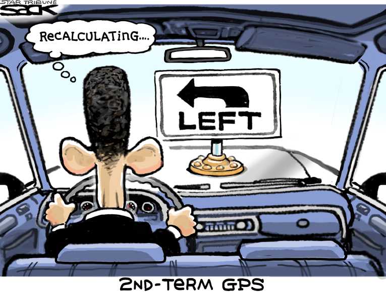 Political/Editorial Cartoon by Steve Sack, Minneapolis Star Tribune on Obama Gaining Momentum