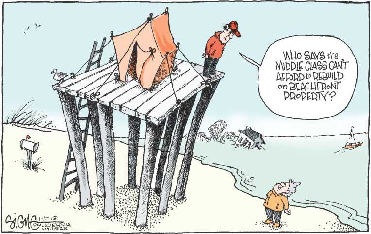 Political/Editorial Cartoon by Signe Wilkinson, Philadelphia Daily News on Sandy Victims Hope to Rebuild